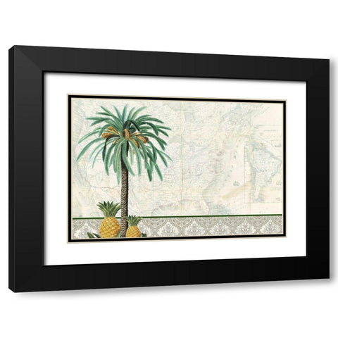 Tropic Palm Map Black Modern Wood Framed Art Print with Double Matting by Kimberly, Allen