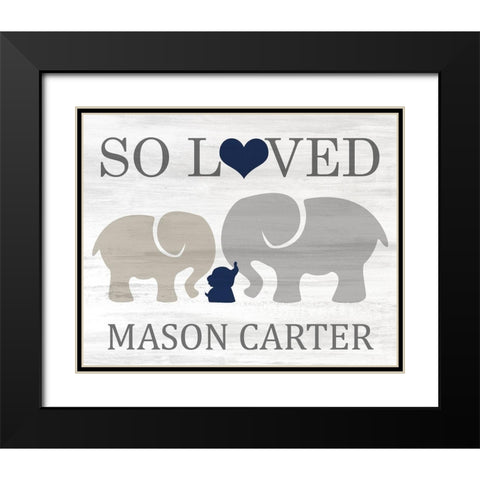 So Loved Blue Black Modern Wood Framed Art Print with Double Matting by Kimberly, Allen