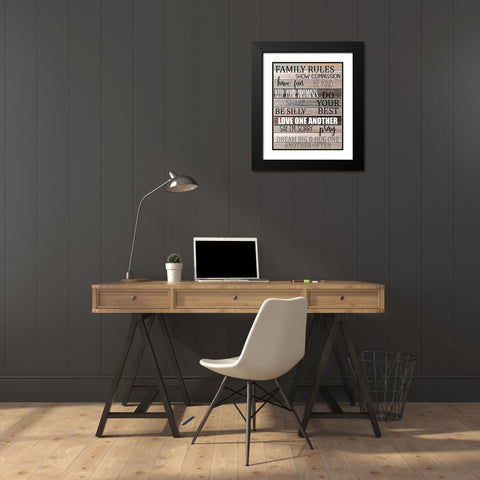 Family Rules Black Modern Wood Framed Art Print with Double Matting by Kimberly, Allen