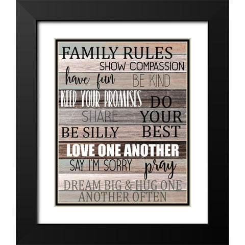 Family Rules Black Modern Wood Framed Art Print with Double Matting by Kimberly, Allen