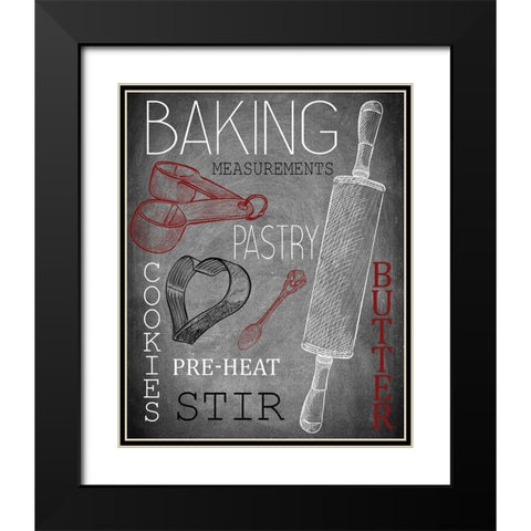 Lets Bake Red Black Modern Wood Framed Art Print with Double Matting by Kimberly, Allen