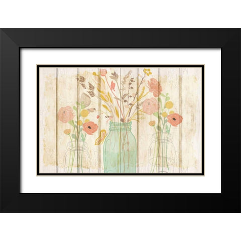 Summer Bloom Jars Black Modern Wood Framed Art Print with Double Matting by Allen, Kimberly