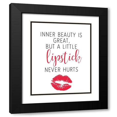Lipstick Black Modern Wood Framed Art Print with Double Matting by Kimberly, Allen