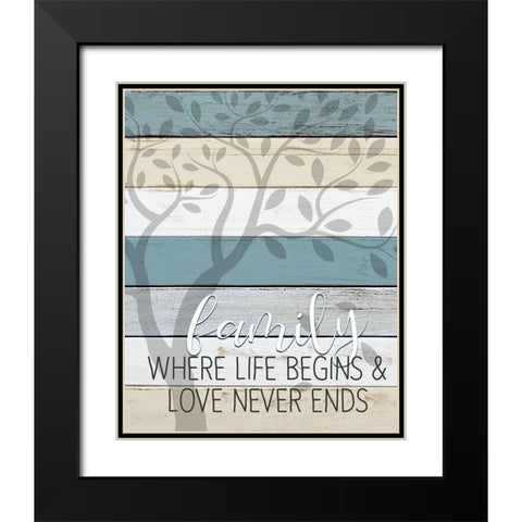Family Where Life Begins Black Modern Wood Framed Art Print with Double Matting by Kimberly, Allen