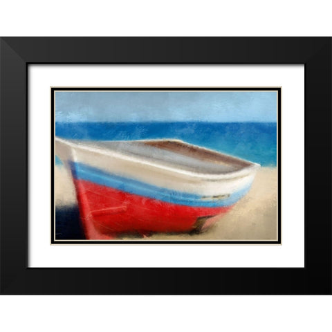 Red White and Blue Beach Black Modern Wood Framed Art Print with Double Matting by Kimberly, Allen