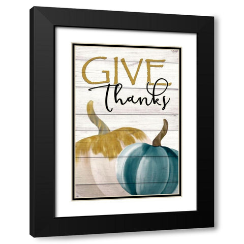 Give Thanks Black Modern Wood Framed Art Print with Double Matting by Kimberly, Allen