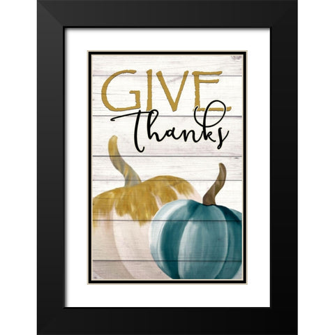 Give Thanks Black Modern Wood Framed Art Print with Double Matting by Kimberly, Allen