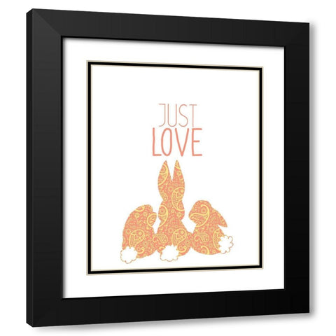 Paisley Bunnies 2 Black Modern Wood Framed Art Print with Double Matting by Kimberly, Allen