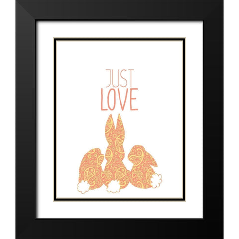 Paisley Bunnies 2 Black Modern Wood Framed Art Print with Double Matting by Kimberly, Allen