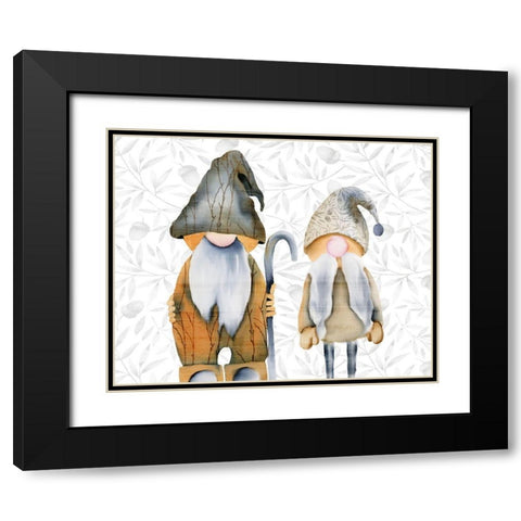 Two Gnomes Black Modern Wood Framed Art Print with Double Matting by Kimberly, Allen