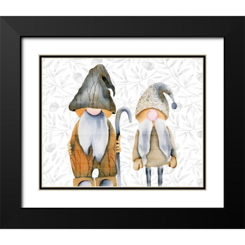 Two Gnomes Black Modern Wood Framed Art Print with Double Matting by Kimberly, Allen