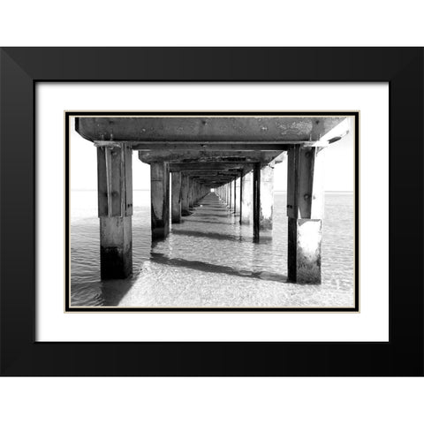 Beach Pier Black Modern Wood Framed Art Print with Double Matting by Allen, Kimberly