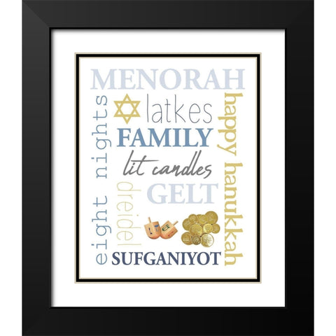 Hanukkah Word Art Black Modern Wood Framed Art Print with Double Matting by Allen, Kimberly