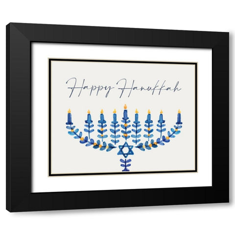 Happy Hanukkah Black Modern Wood Framed Art Print with Double Matting by Allen, Kimberly