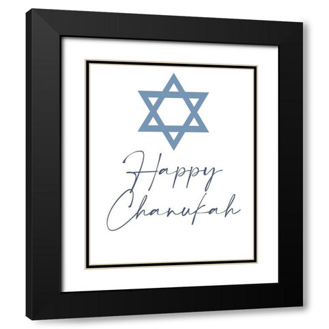 Happy Chanukah Black Modern Wood Framed Art Print with Double Matting by Allen, Kimberly