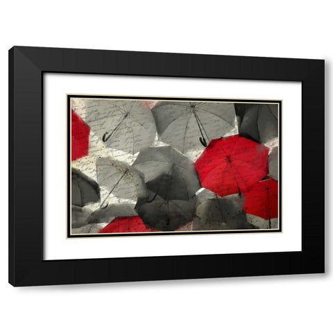 Red Umbrella Black Modern Wood Framed Art Print with Double Matting by Allen, Kimberly