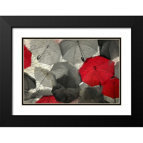 Red Umbrella Black Modern Wood Framed Art Print with Double Matting by Allen, Kimberly