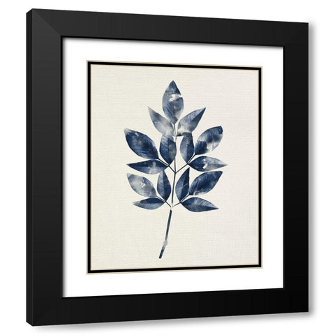 Indigo Leaves 1 Black Modern Wood Framed Art Print with Double Matting by Allen, Kimberly