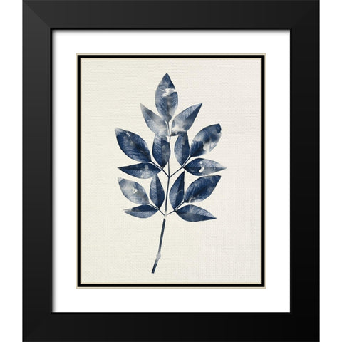 Indigo Leaves 1 Black Modern Wood Framed Art Print with Double Matting by Allen, Kimberly