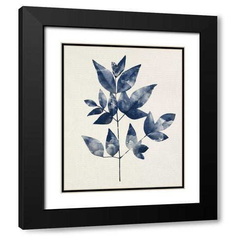Indigo Leaves 2 Black Modern Wood Framed Art Print with Double Matting by Allen, Kimberly