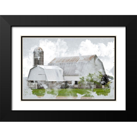 Watercolor Barn Black Modern Wood Framed Art Print with Double Matting by Allen, Kimberly