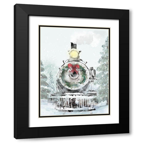Winter Train Aproaches Black Modern Wood Framed Art Print with Double Matting by Allen, Kimberly