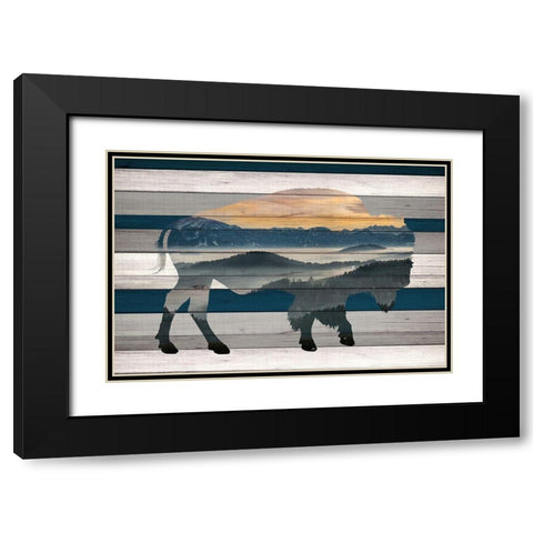 Bison Mountain Range Black Modern Wood Framed Art Print with Double Matting by Allen, Kimberly