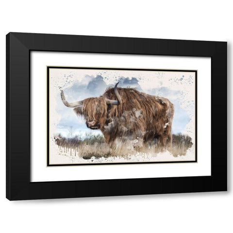 Long Horn Black Modern Wood Framed Art Print with Double Matting by Allen, Kimberly