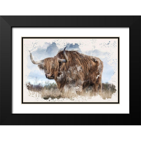 Long Horn Black Modern Wood Framed Art Print with Double Matting by Allen, Kimberly