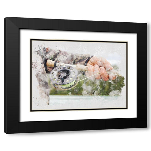 Fly Fishing Black Modern Wood Framed Art Print with Double Matting by Allen, Kimberly