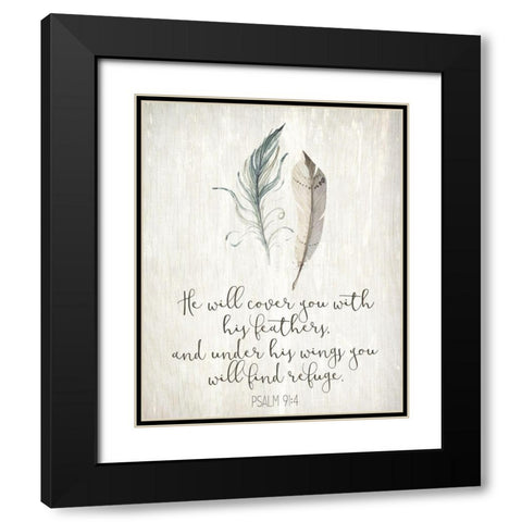 His Feathers 1 Black Modern Wood Framed Art Print with Double Matting by Allen, Kimberly