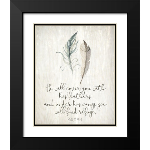 His Feathers 1 Black Modern Wood Framed Art Print with Double Matting by Allen, Kimberly