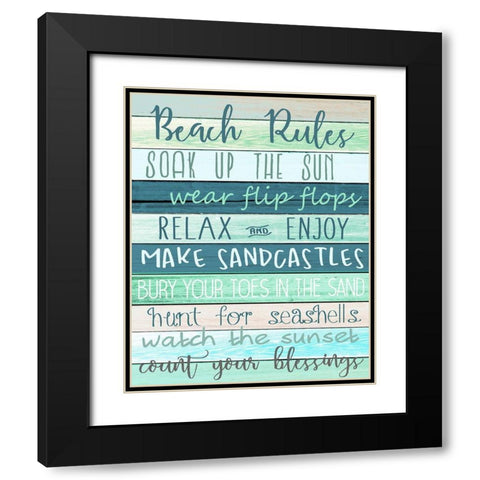 Beach Rules Black Modern Wood Framed Art Print with Double Matting by Allen, Kimberly