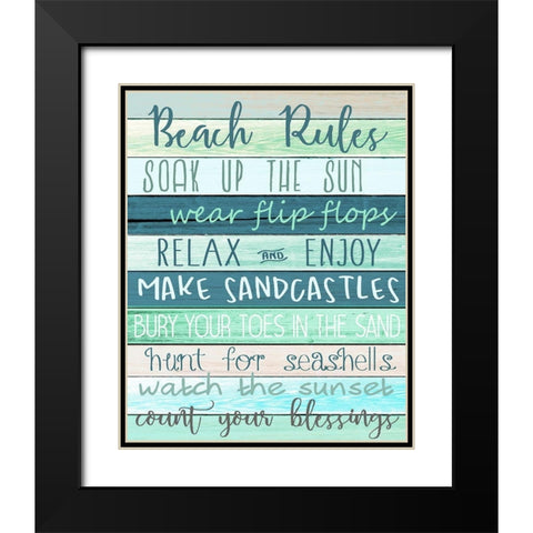 Beach Rules Black Modern Wood Framed Art Print with Double Matting by Allen, Kimberly