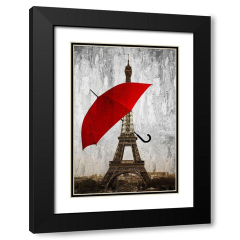 Paris Red Black Modern Wood Framed Art Print with Double Matting by Allen, Kimberly