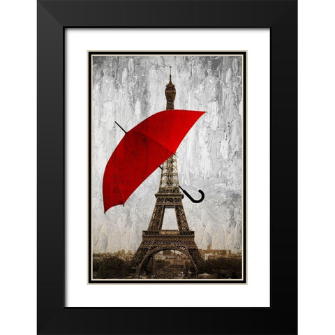 Paris Red Black Modern Wood Framed Art Print with Double Matting by Allen, Kimberly