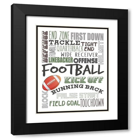 Football Black Modern Wood Framed Art Print with Double Matting by Allen, Kimberly