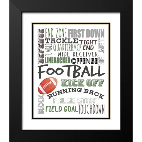 Football Black Modern Wood Framed Art Print with Double Matting by Allen, Kimberly
