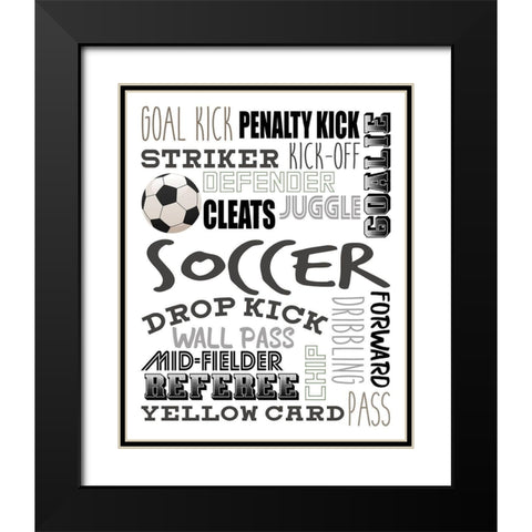 Soccer V2 Black Modern Wood Framed Art Print with Double Matting by Allen, Kimberly