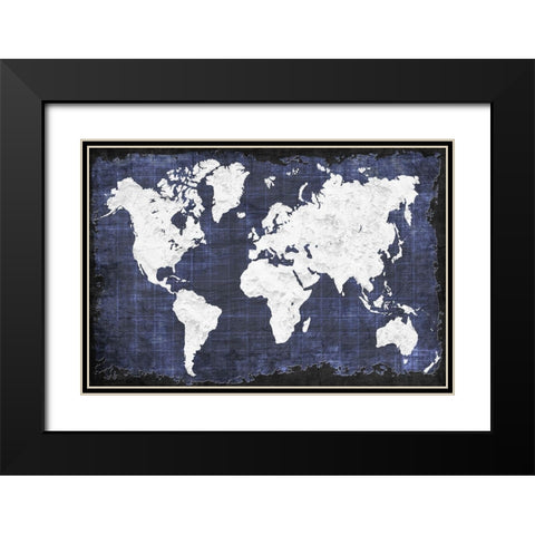 World Map Black Modern Wood Framed Art Print with Double Matting by Allen, Kimberly