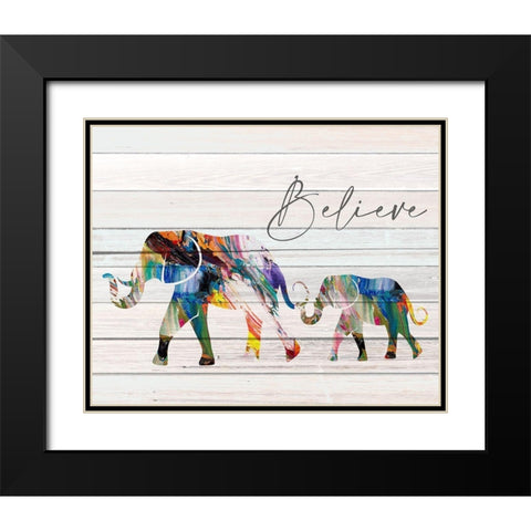 Believe Elephant Black Modern Wood Framed Art Print with Double Matting by Allen, Kimberly