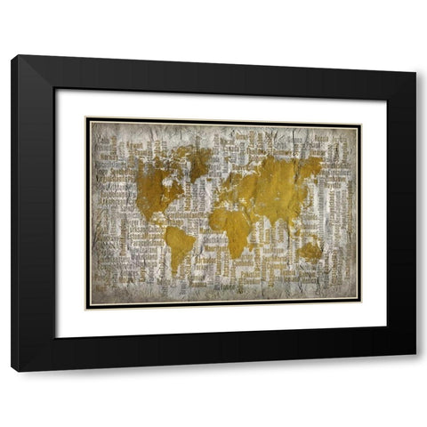 Map of the World Black Modern Wood Framed Art Print with Double Matting by Allen, Kimberly