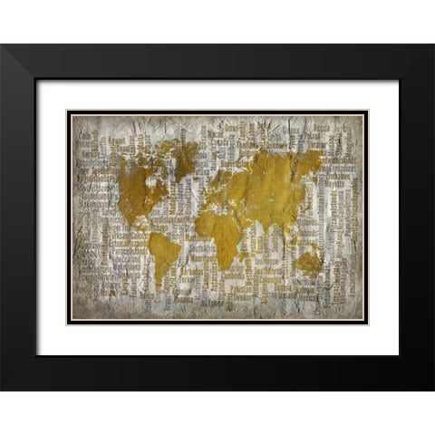 Map of the World Black Modern Wood Framed Art Print with Double Matting by Allen, Kimberly