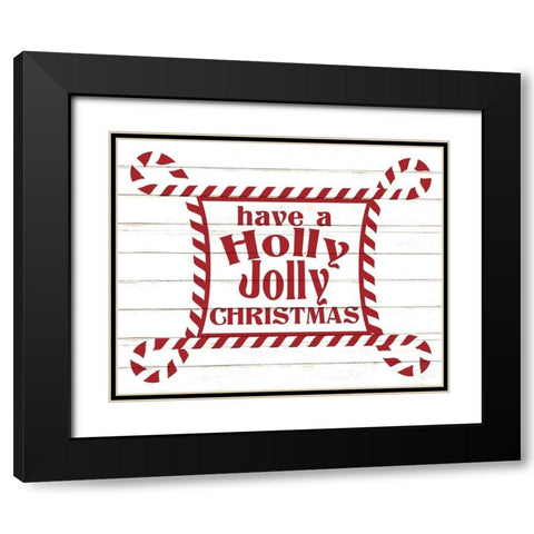 Holly Jolly Christmas Black Modern Wood Framed Art Print with Double Matting by Allen, Kimberly