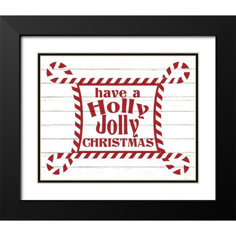 Holly Jolly Christmas Black Modern Wood Framed Art Print with Double Matting by Allen, Kimberly