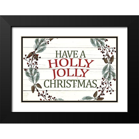 Holly Jolly Black Modern Wood Framed Art Print with Double Matting by Allen, Kimberly
