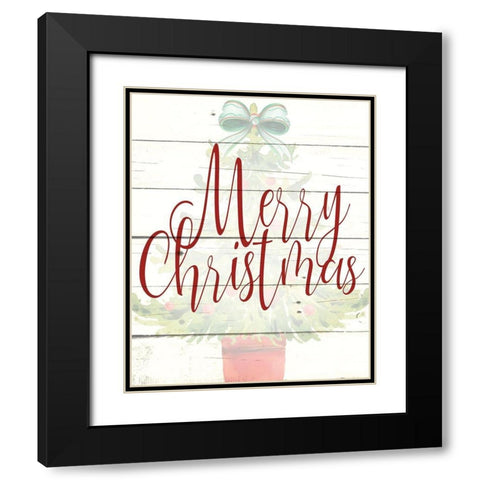 Merry Christmas Tree Black Modern Wood Framed Art Print with Double Matting by Allen, Kimberly