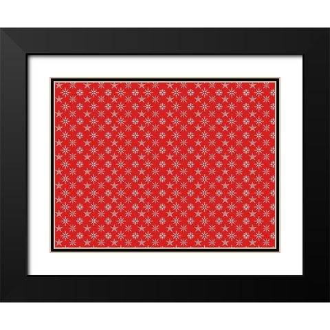 Red Snowflakes Black Modern Wood Framed Art Print with Double Matting by Allen, Kimberly