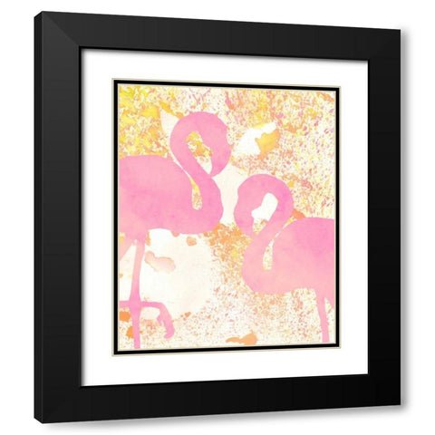 Pink Flamingos 1 Black Modern Wood Framed Art Print with Double Matting by Allen, Kimberly