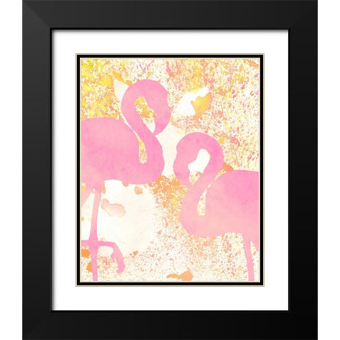 Pink Flamingos 1 Black Modern Wood Framed Art Print with Double Matting by Allen, Kimberly